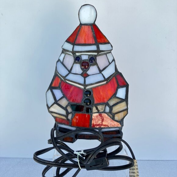 Tiffany Style Stained Glass Santa Accent Desk Lamp - Picture 4 of 13